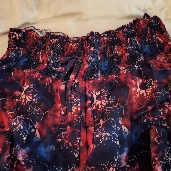 Moomaya Women's Wide Leg Floral Pants - Red and Blue - Picture 3 of 7